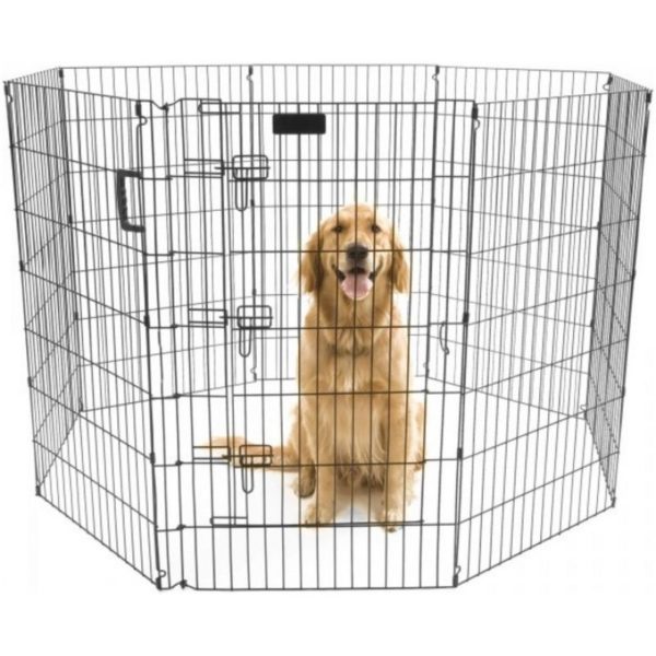 PRECISION ULTIMATE PLAY YARD EXERCISE PEN - 48 X 24 WITH DOOR BLACK